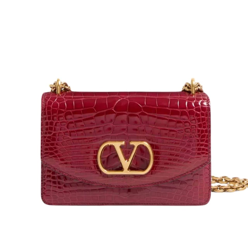 Valentino Garavani Vain Small Shoulder Bag In Crocodile Red 19Cm 6W0B0R17Tvg L43 view 2