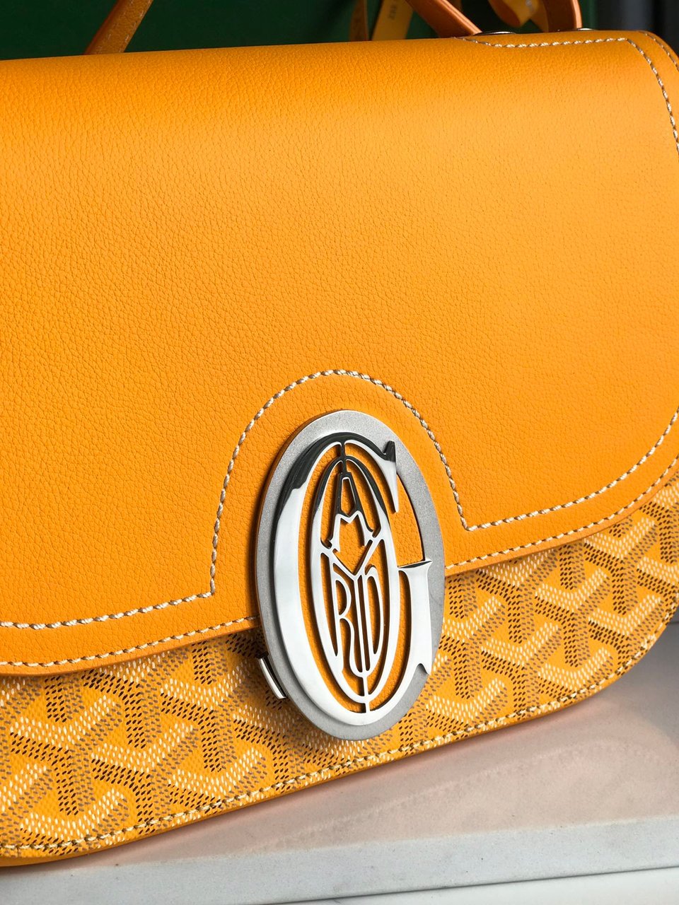 Goyard 233 Bag 25 Cm Yellow Calfskin And Goyardine Canvas view 11