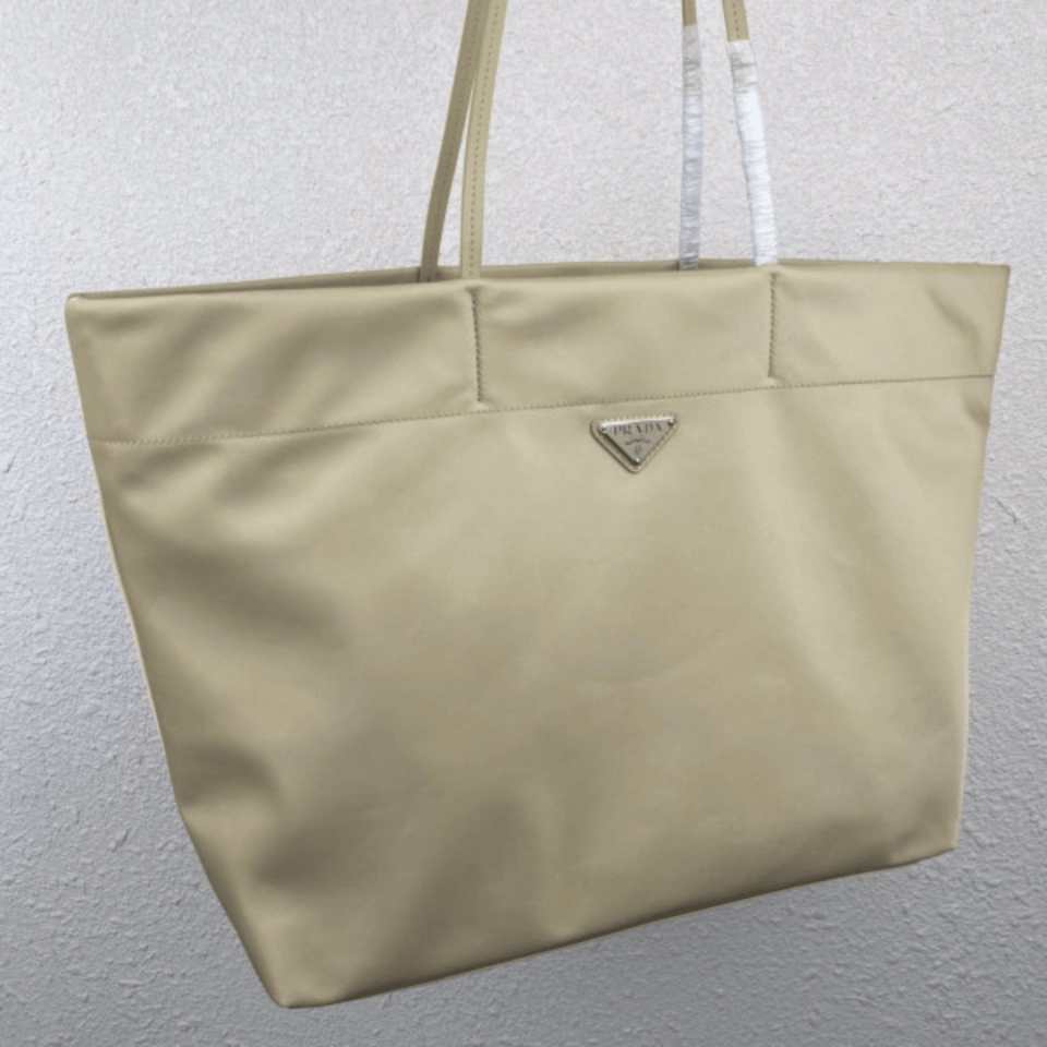 Prada Tessuto Synthetic Tote Bag Beige 35Cm view 3