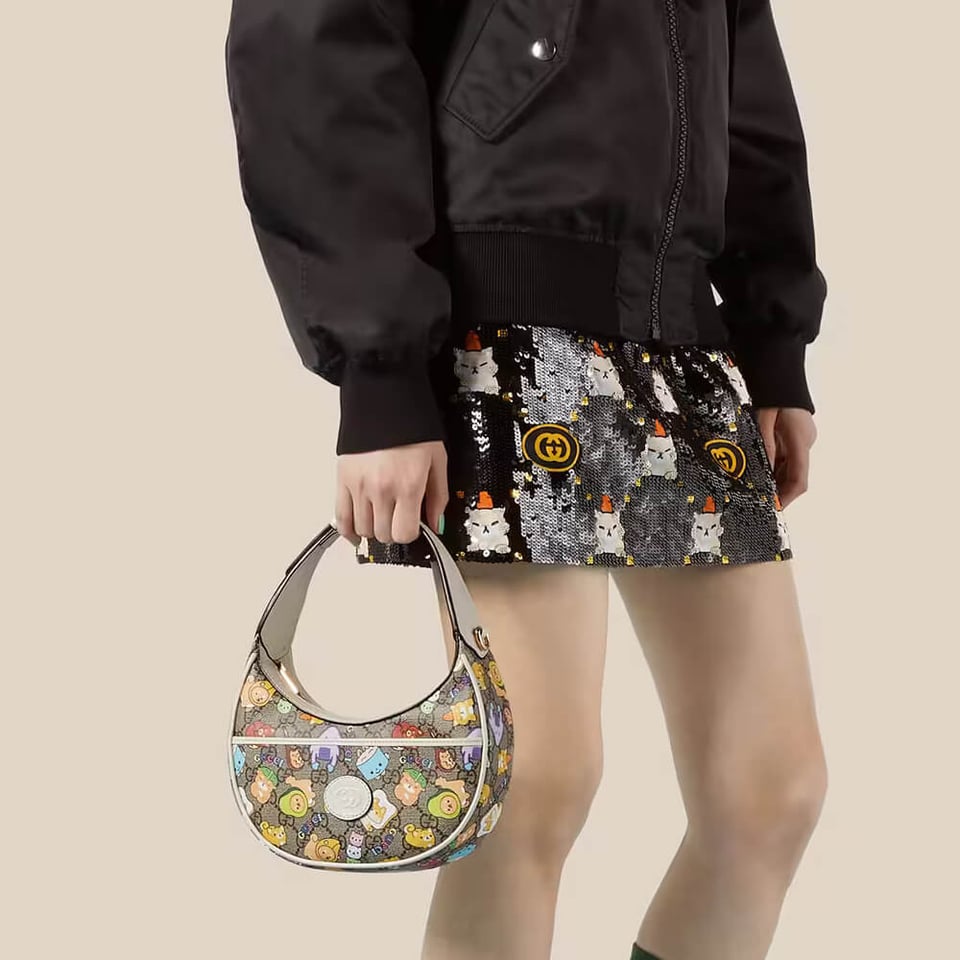Gucci Half-Moon-Shaped Mini Bag with Interlocking G Animal Print view 4