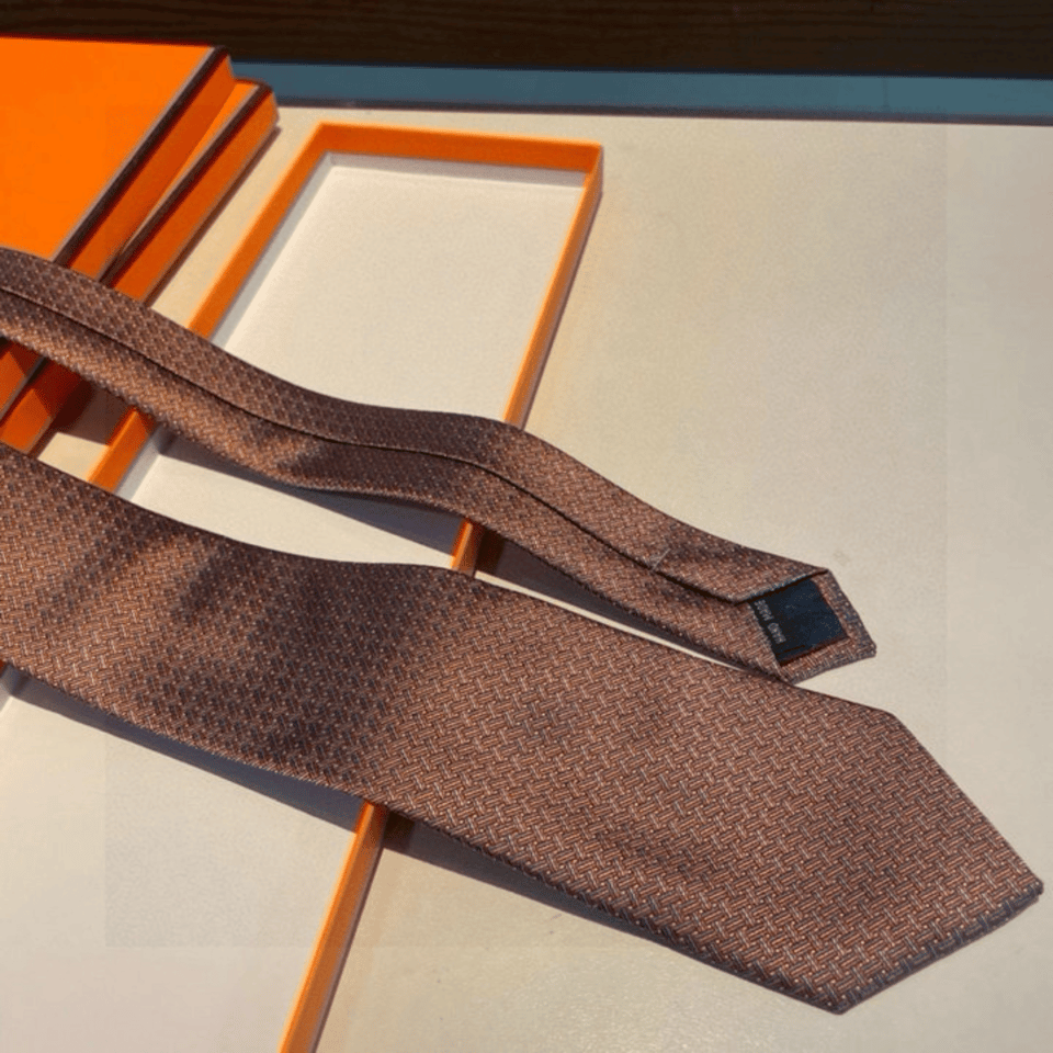 Hermes Pattern Canvas Tie For Men view 5