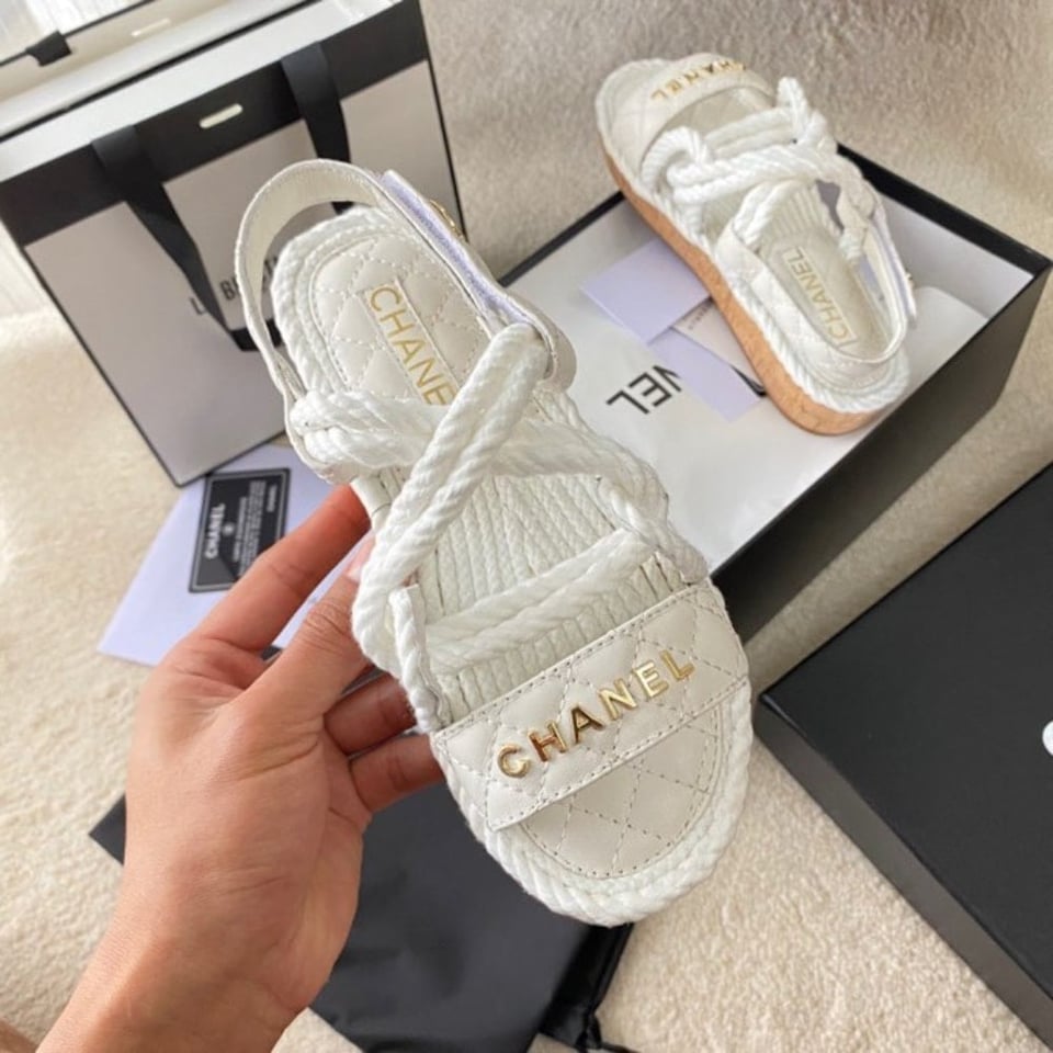 Chanel Rope Sandals Strap White view 5