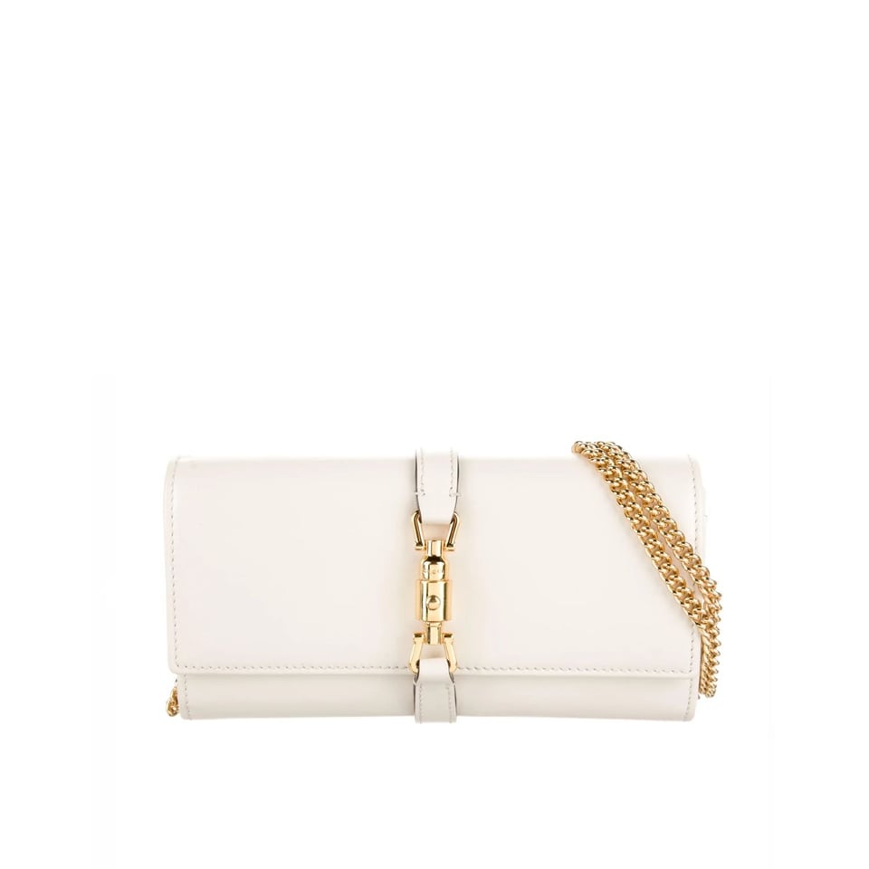 Gucci Jackie 1961 White Calfskin Chain Wallet 19cm view 2