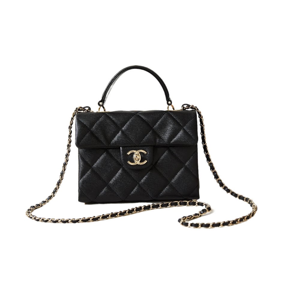 Chanel Small Flap Kelly Bag With Top Handle in Grained Calfskin view 2