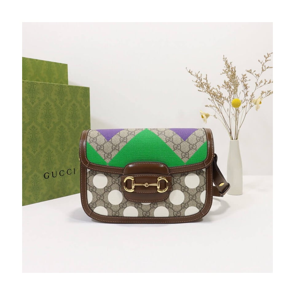 Gucci Horsebit 1955 Shoulder Bag With Geometric Print view 3