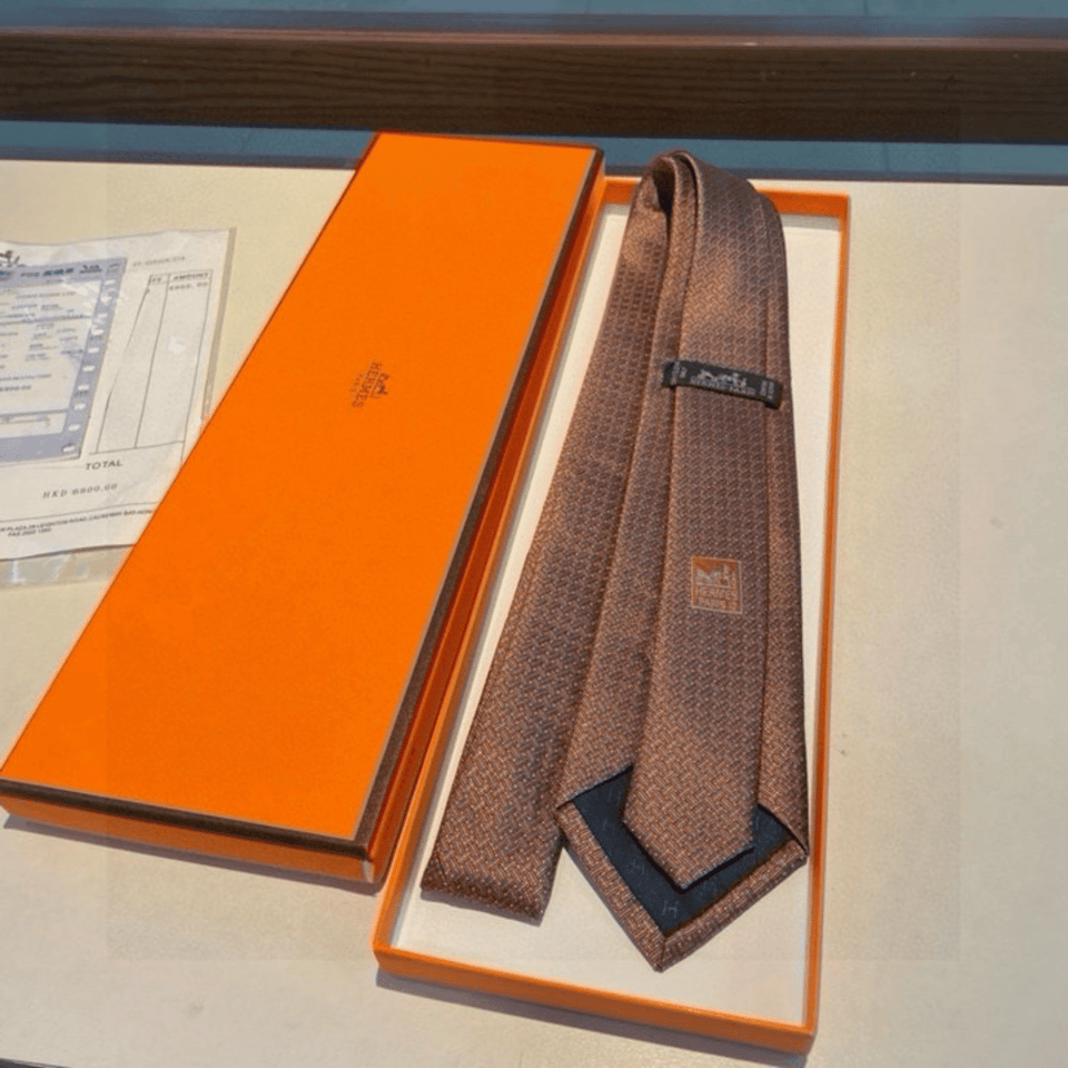 Hermes Pattern Canvas Tie For Men view 6