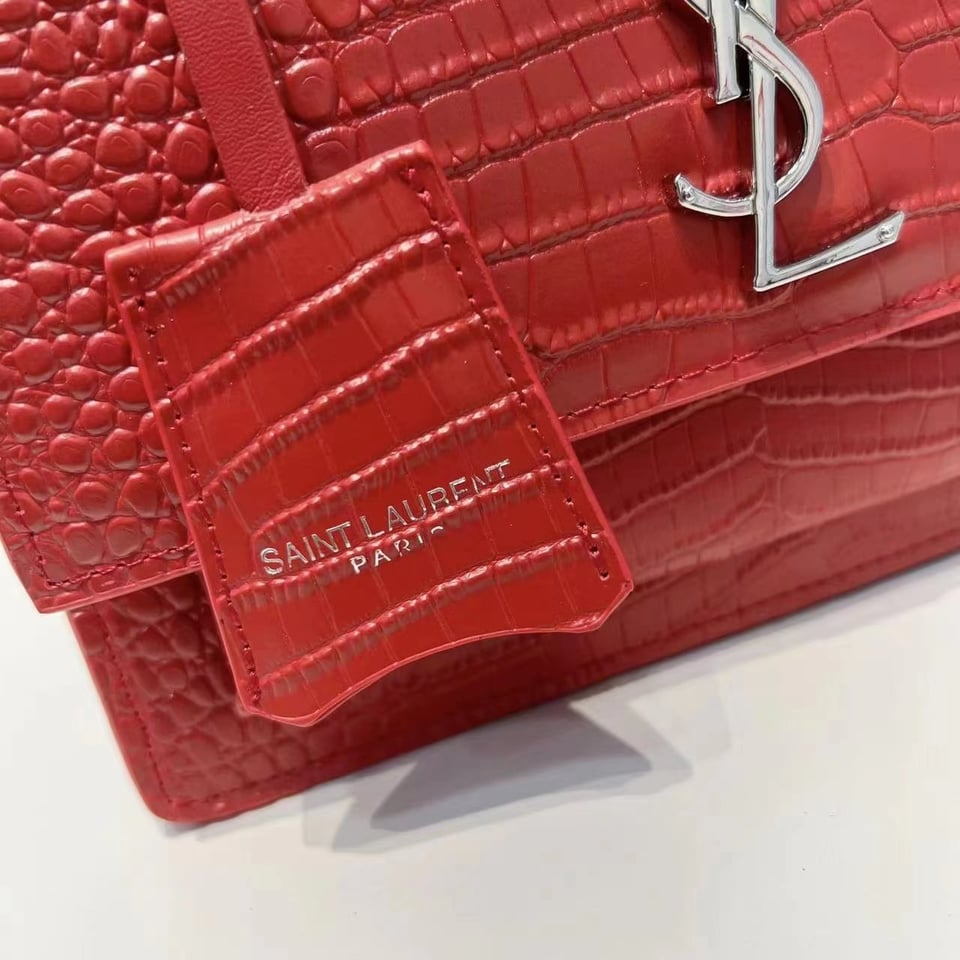 Saint Laurent Sunset Embossed Leather Bag Red view 5