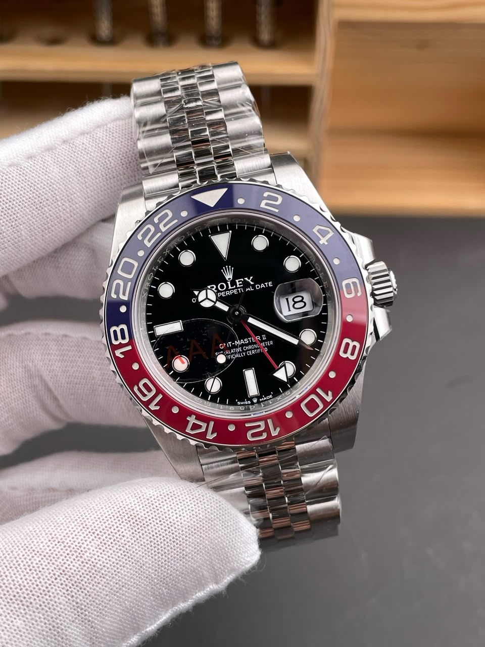 Rolex GMT-Master II 40mm 126710BLRO “Pepsi” Jubilee view 3