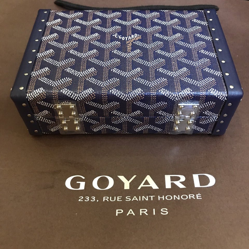 Goyard Minaudiere Trunk Bag 17Cm Navy Blue Canvas view 5
