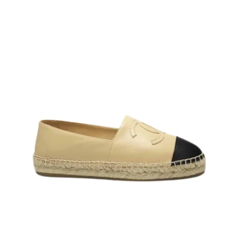 Chanel Cc Espadrilles Slip On Sheepskin Beige Black G29762 X01000 C0204 view 2