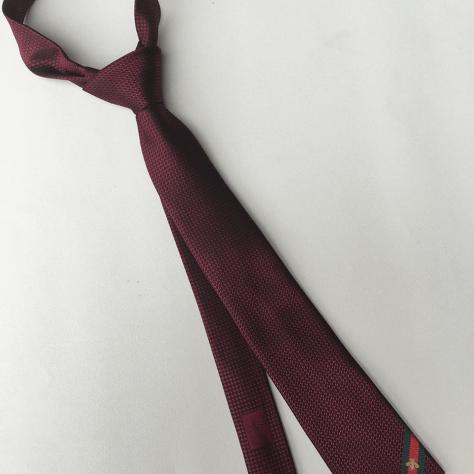 Gucci Bee Pattern Red Canvas Tie For Men view 3