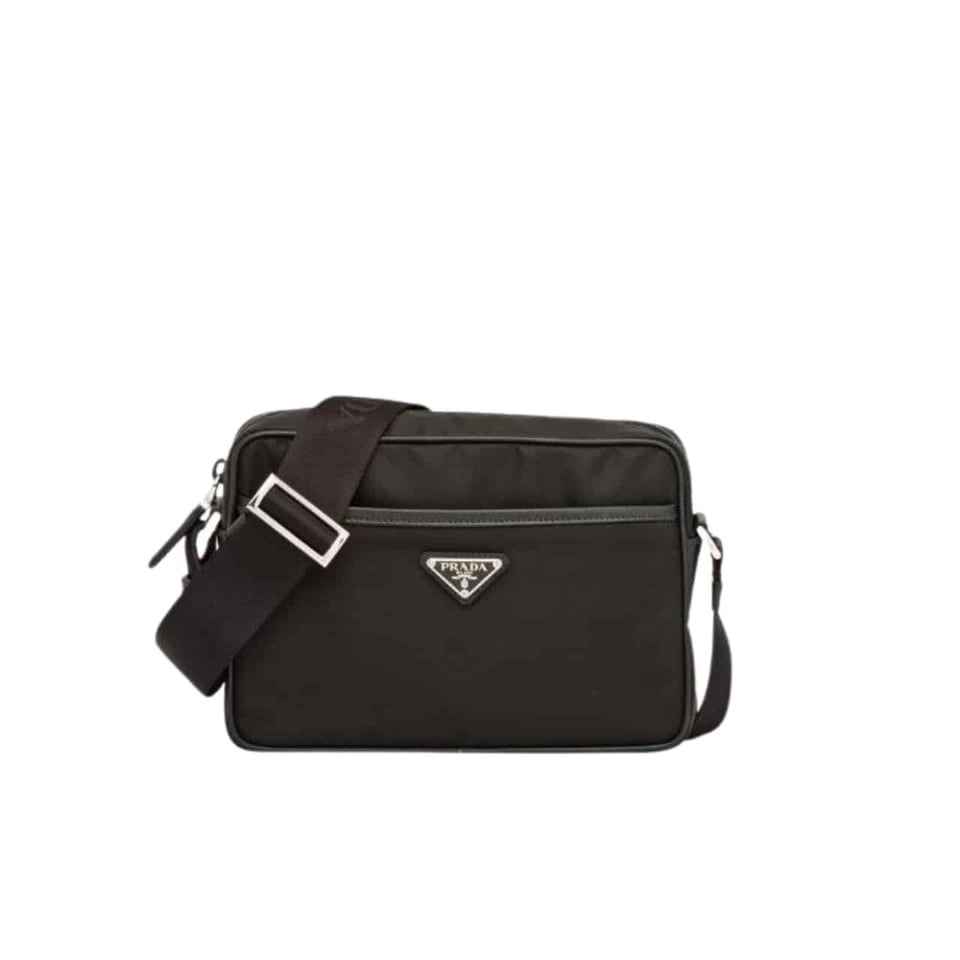 Prada Triangle Logo Re-Nylon And Saffiano Leather Black view 2