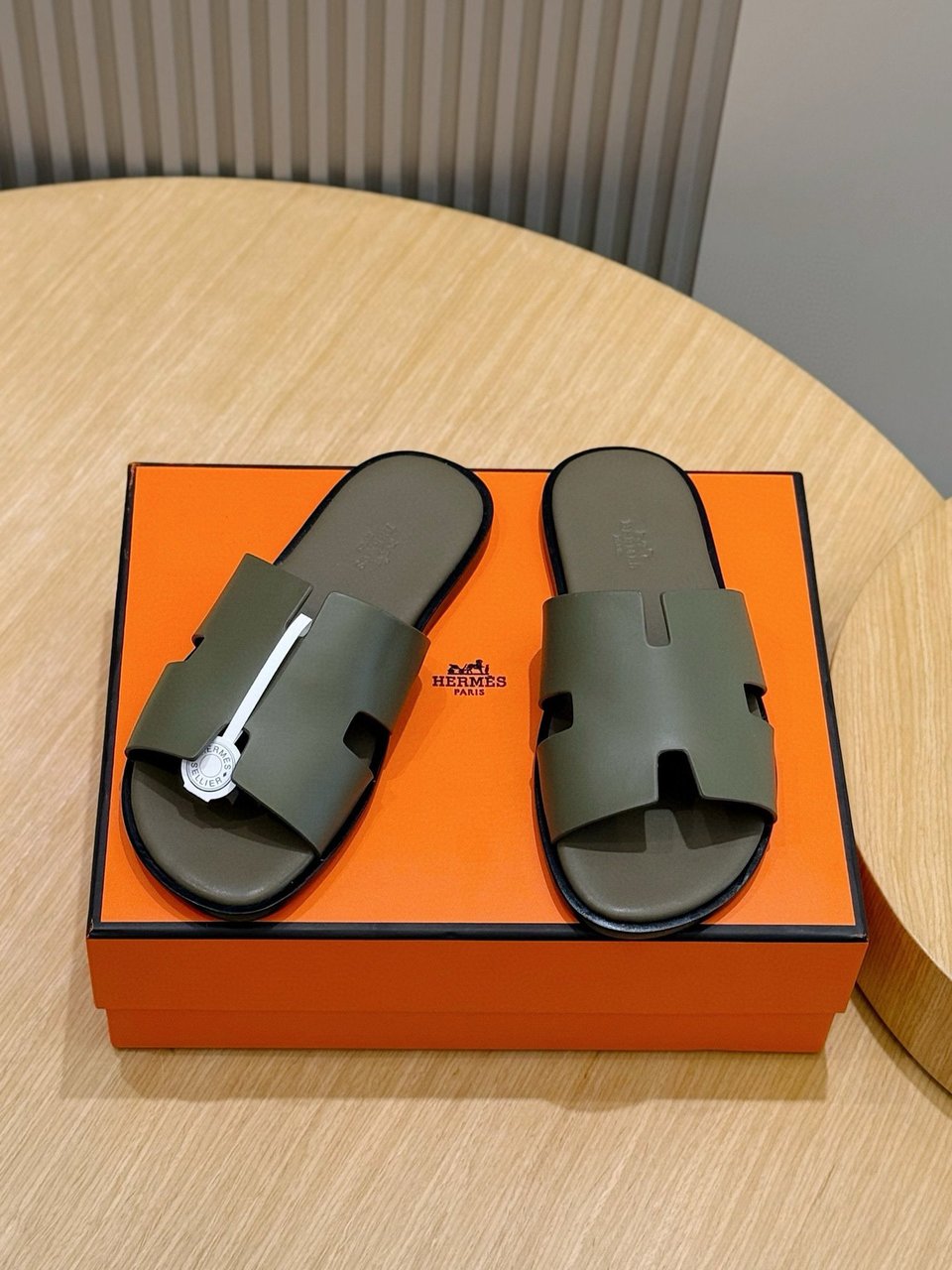 Hermès Green Oran Sandals- Shoes for Men view 7