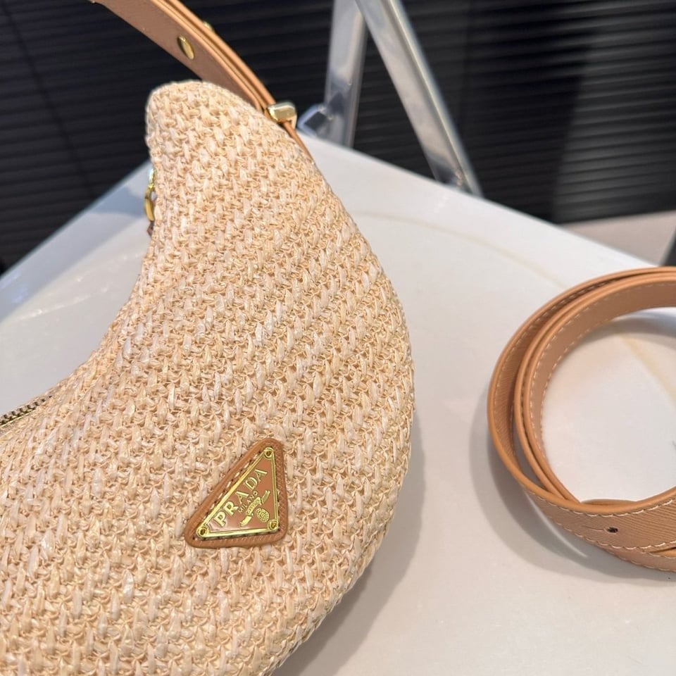 Prada Arqué Crochet Shoulder Bag Natural 22Cm view 10