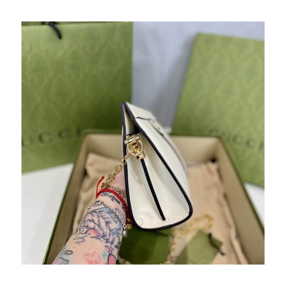 Gucci Ophidia Small Shoulder Bag in White Leather view 10