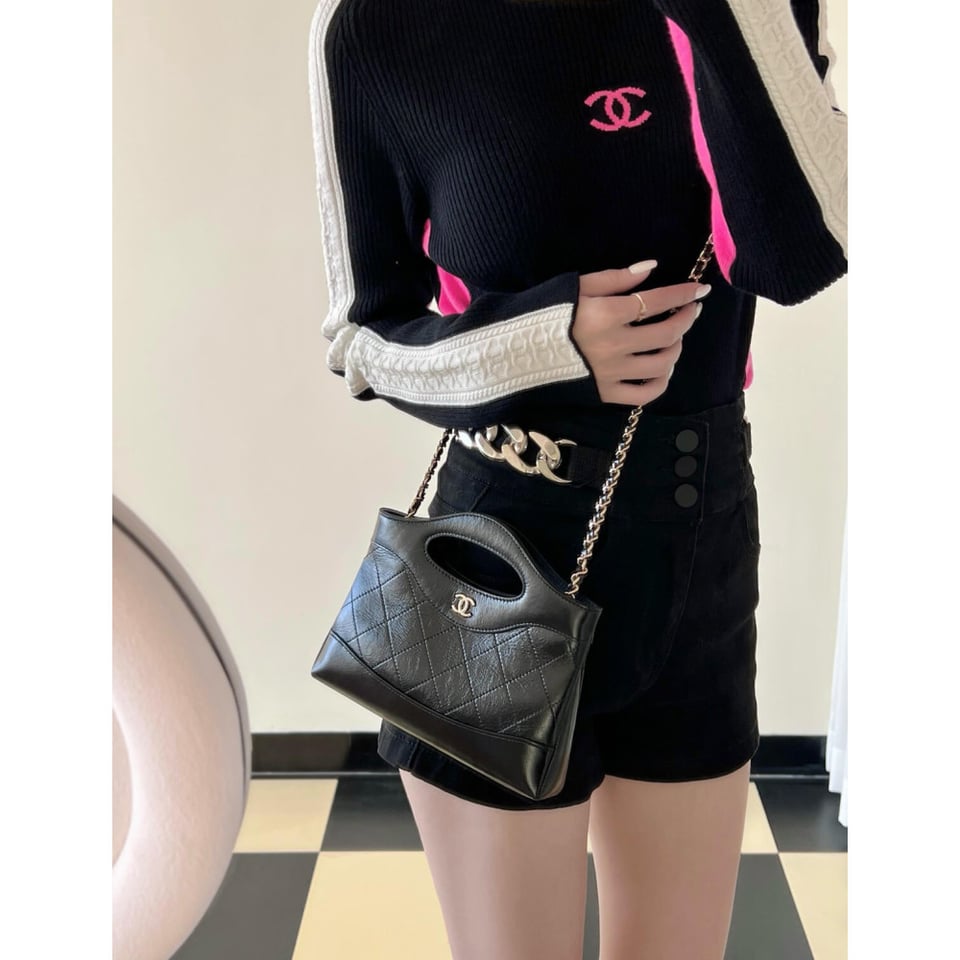 Chanel 31 Mini Shopping Bag Chain Clutch Shiny Lambskin view 4