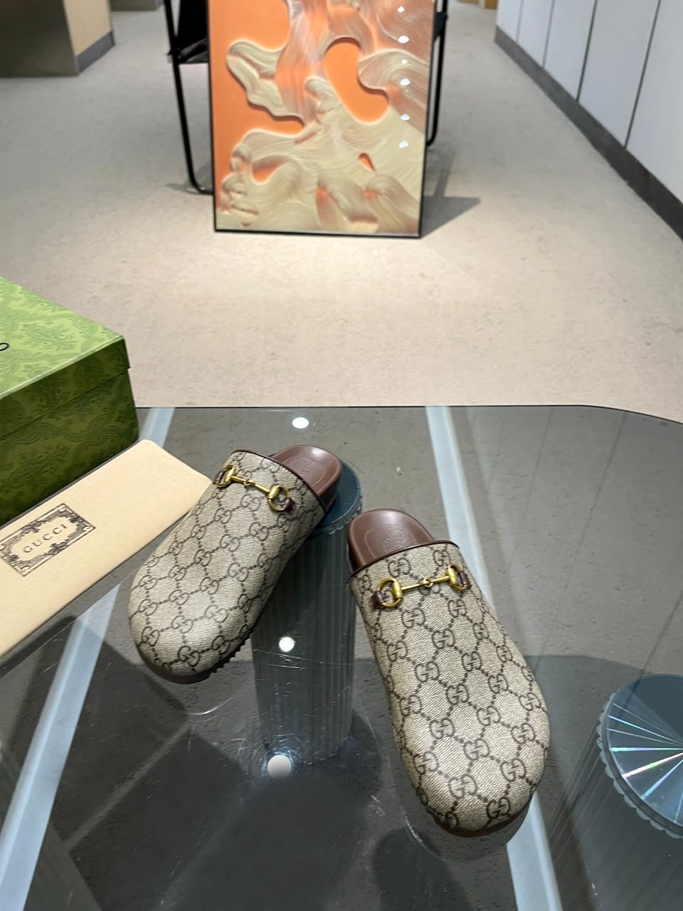 Gucci Mule With Horsebit Beige And Ebony GG Supreme Canvas 749815 For Women view 4