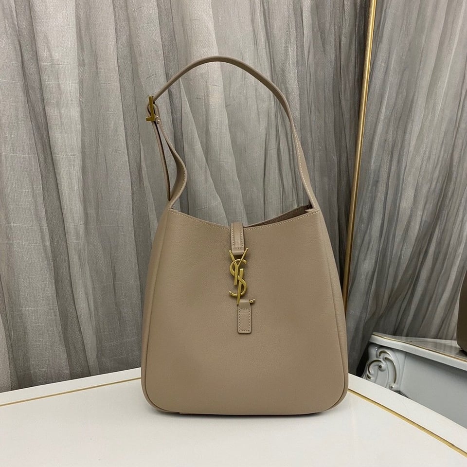 Saint Laurent Le 5 A 7 Soft Small Hobo Bag In Smooth Leather Grey view 3