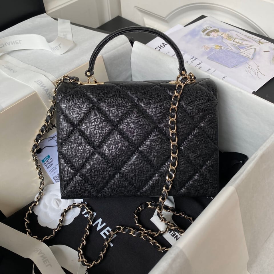 Chanel Small Flap Kelly Bag With Top Handle in Grained Calfskin view 6