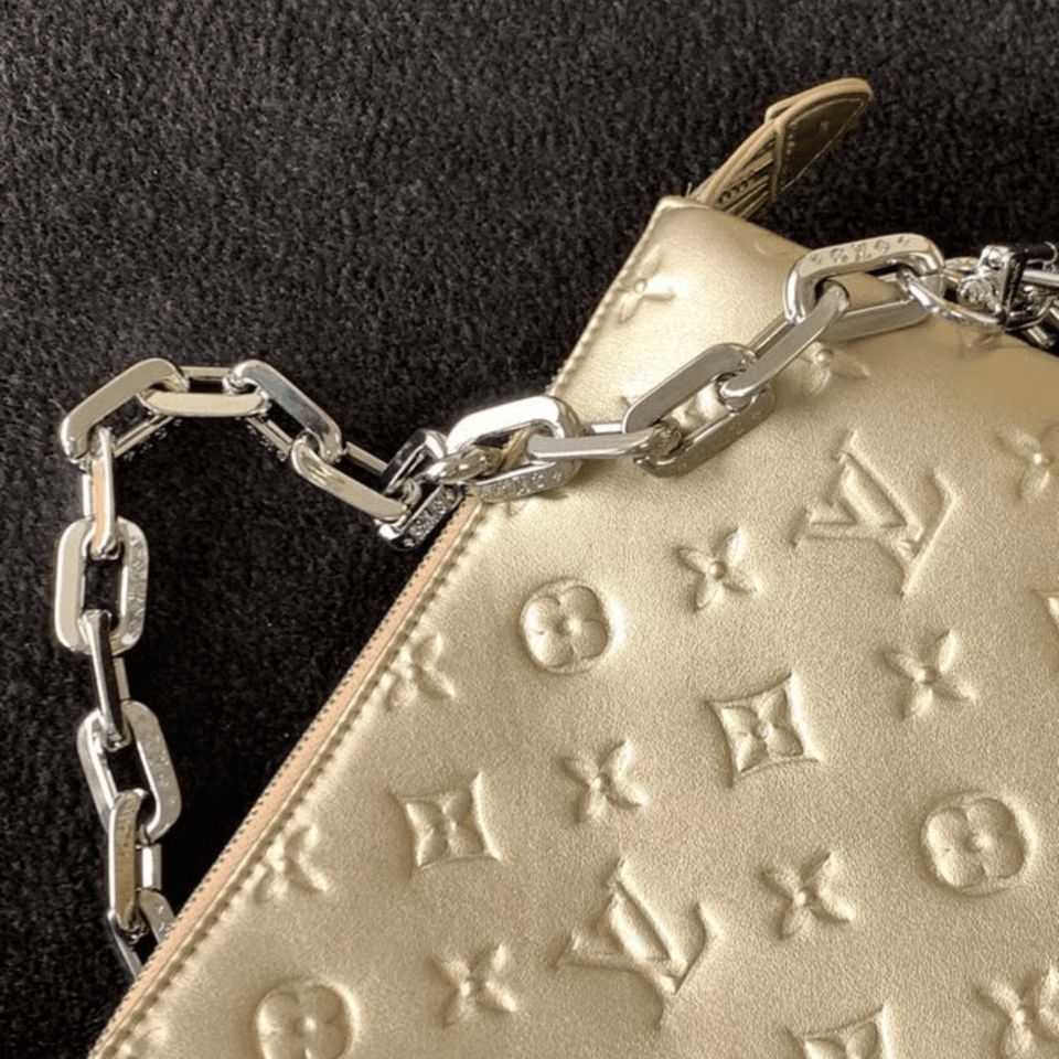 Louis Vuitton Lambskin Embossed Monogram Coussin PM Gold view 4