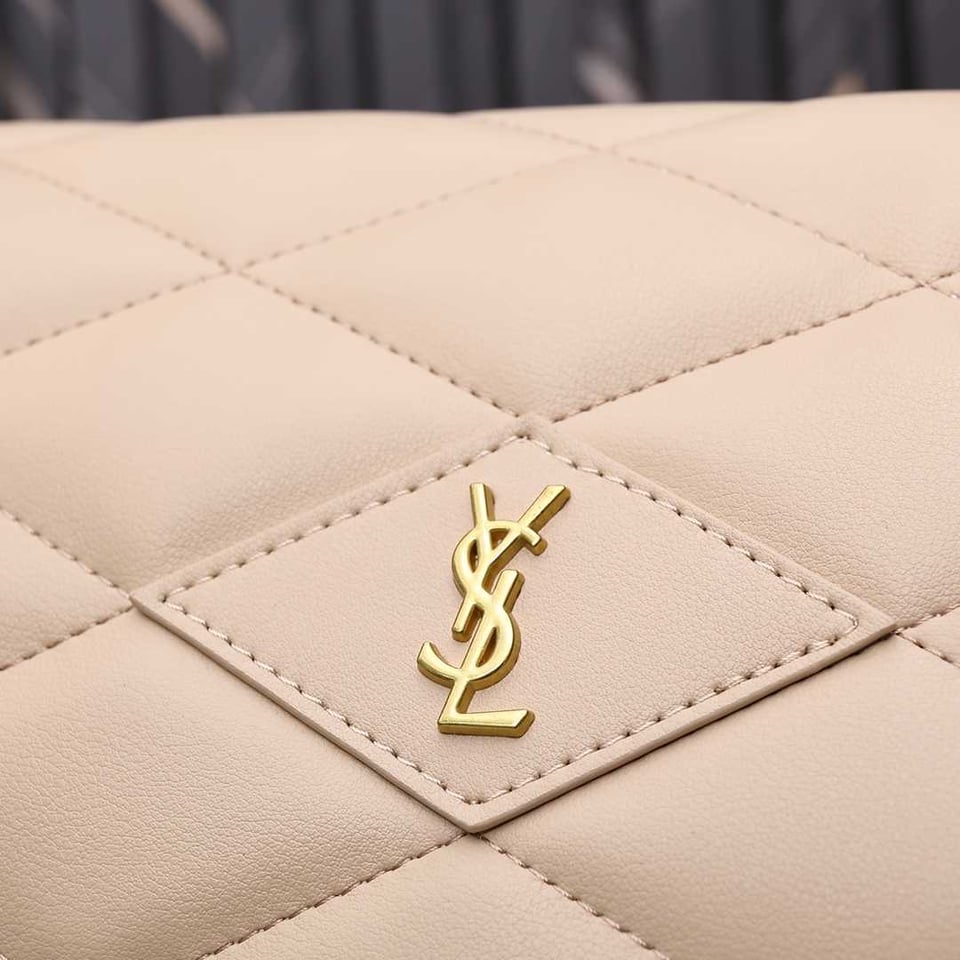 Saint Laurent Sade Puffy Leather Envelope Clutch Bag Beige view 4