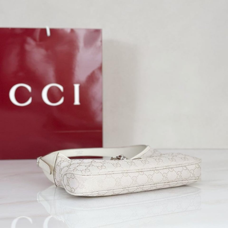 Gucci Jackie Slim Medium Shoulder Bag 27.9cm/11in Ivory GG Canvas 874744 view 5