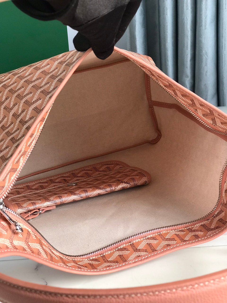 Goyard Bohème Hobo Bag 42Cm Pink Canvas Chevroches Calfskin view 7