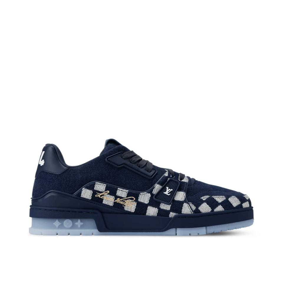 LV Trainer Sneaker Damier Denim Blue for Men 1AIK58 view 2
