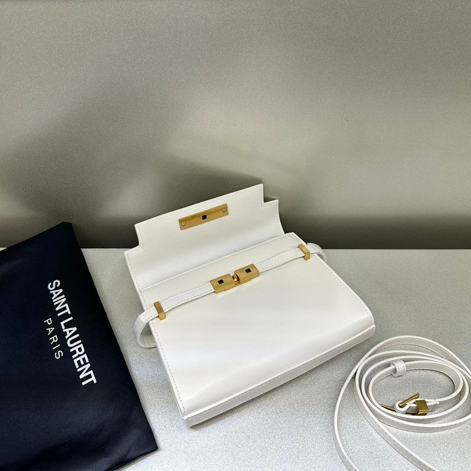 Saint Laurent Manhattan Small Shoulder Bag In Box Saint Laurent Leather White 19Cm view 4