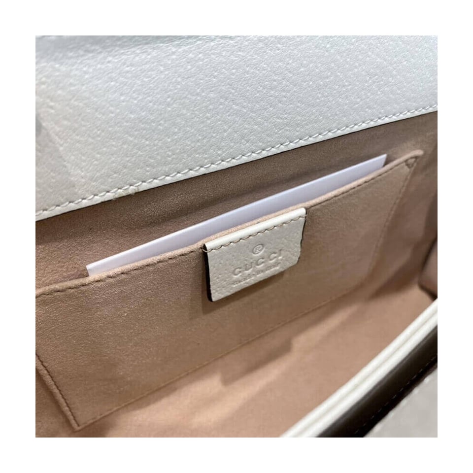 Gucci Ophidia Small Shoulder Bag in White Leather view 14