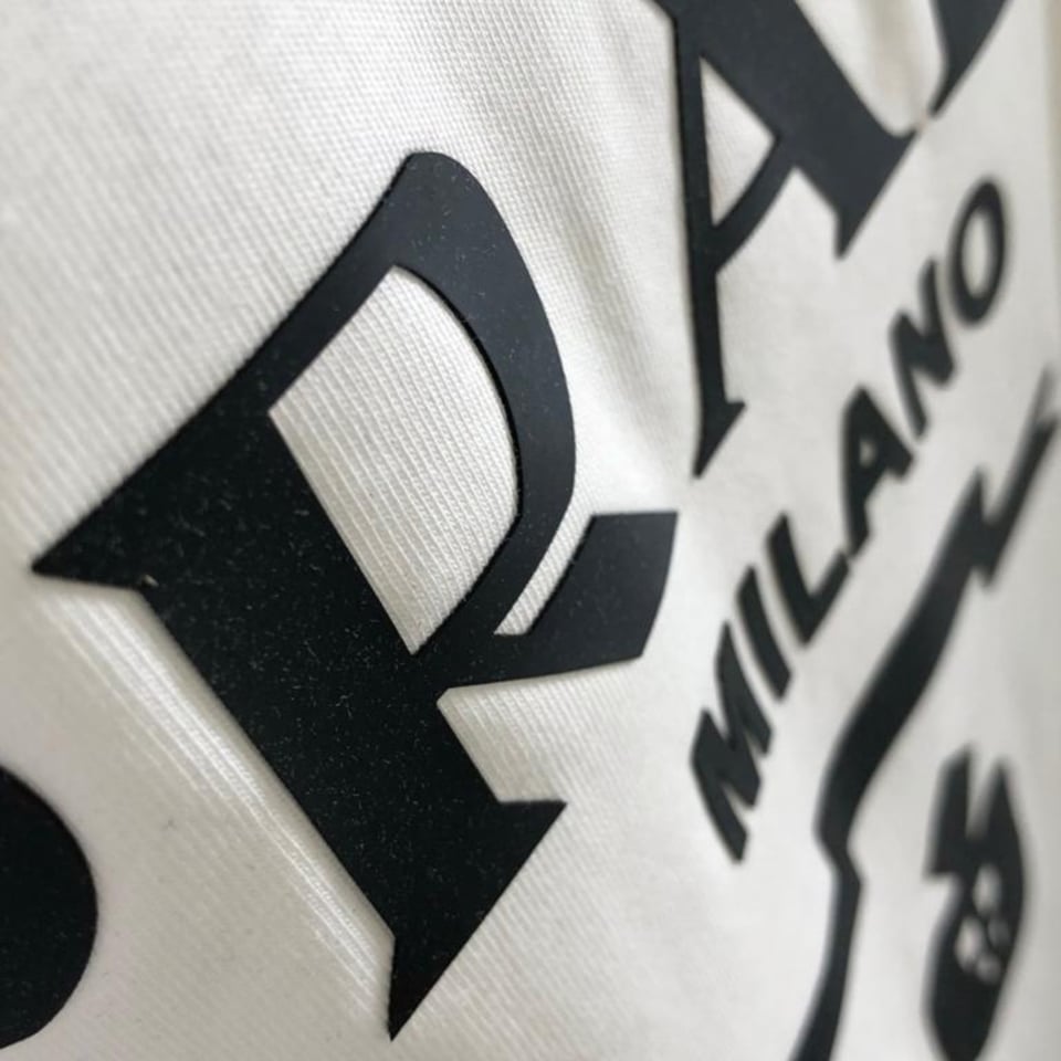 Prada Milano White Black Logo. view 4