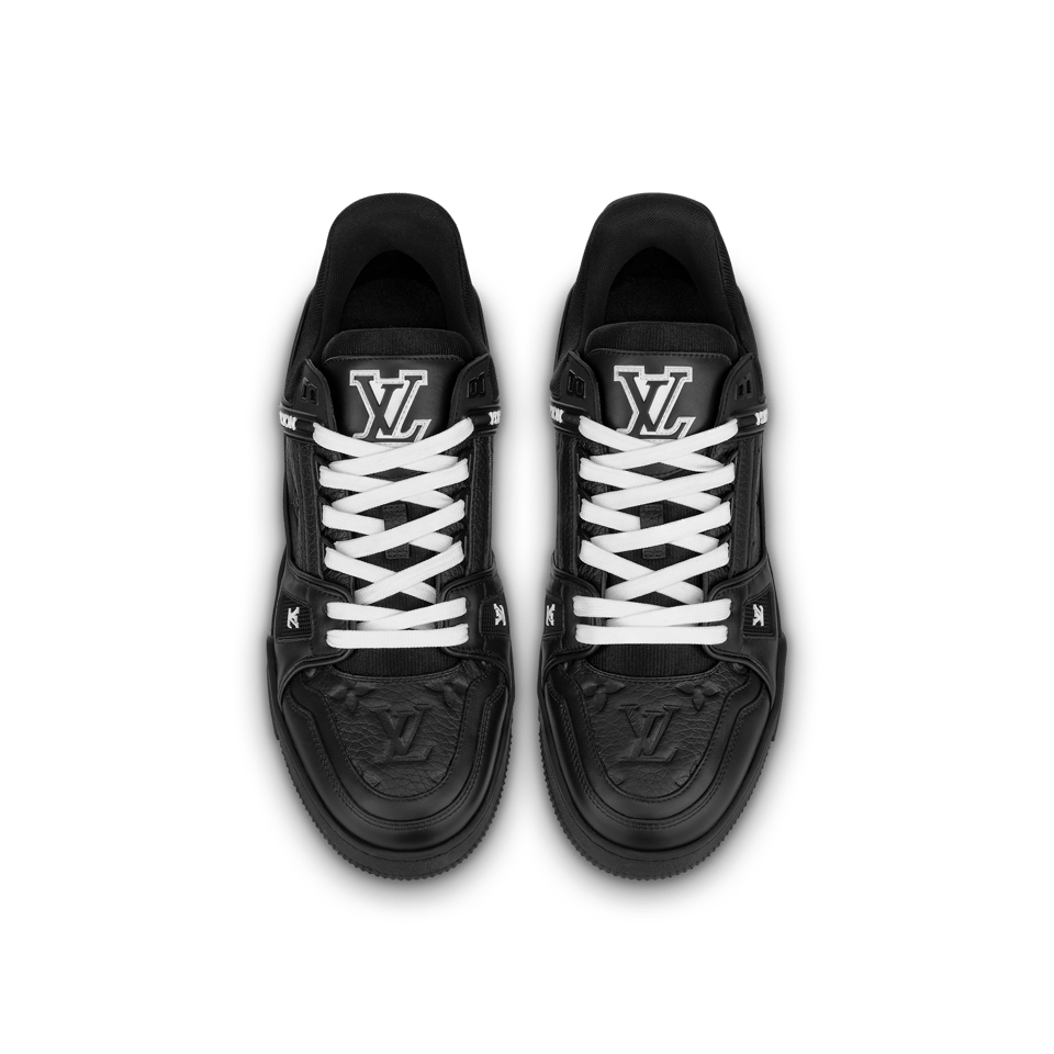 Louis Vuitton Black Leather Sneakers With White Laces For Men view 4