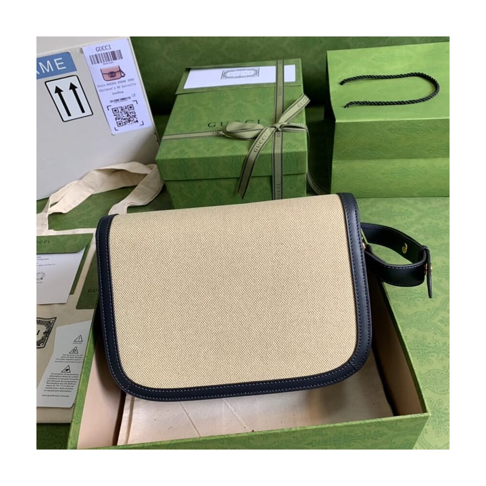 Gucci Horsebit 1955 Small Bag in Beige Canvas view 6