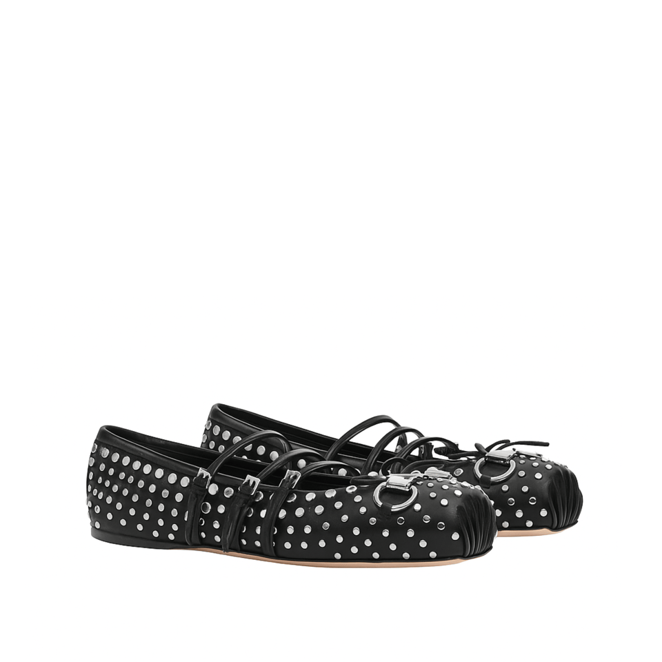 Gucci Women’S Horsebit Ballet Flat Allover Studs Black 814317 Aaeev 1050 view 2