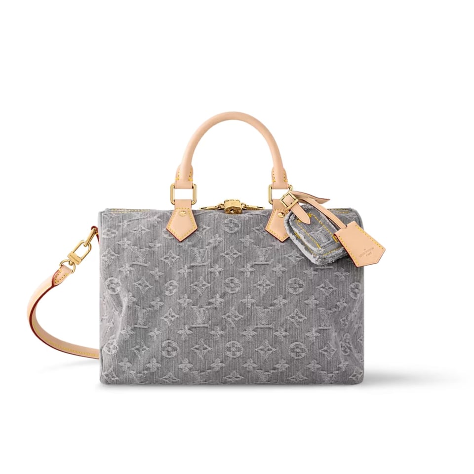 Louis Vuitton LV Speedy Soft 30 Monogram Denim Bag in Grey 30cm/ 11.8 in view 2