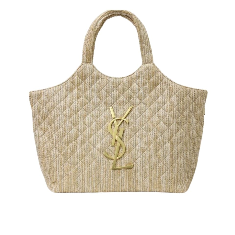 Saint Laurent Raffia Maxi Tote Bag Beige 40Cm view 2