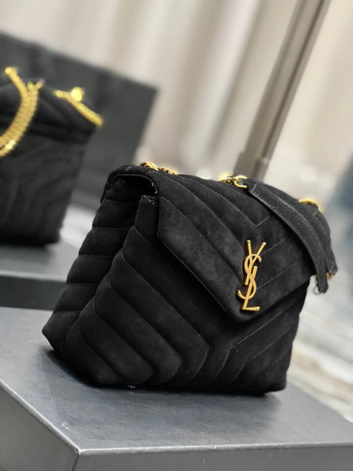 Saint Laurent Loulou Small Flap Bag Suede Black 25Cm view 6
