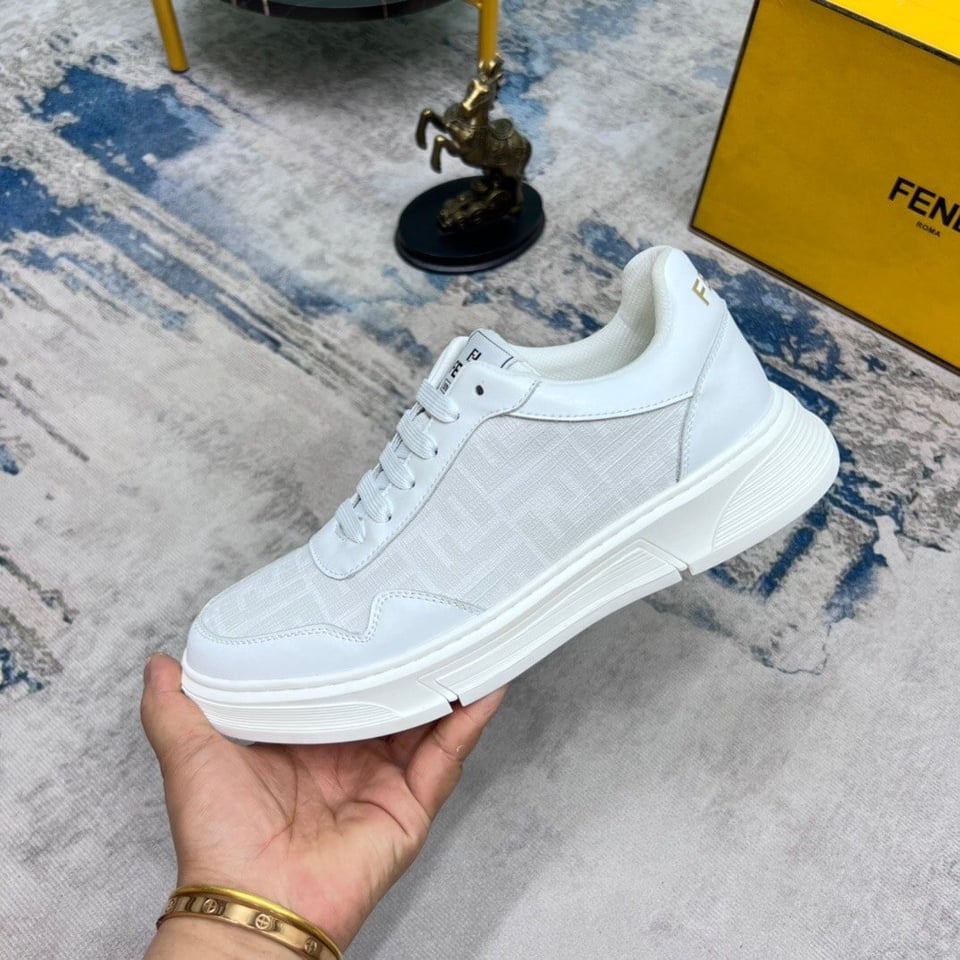Fendi Ff Motif Low Top Sneakers White view 8