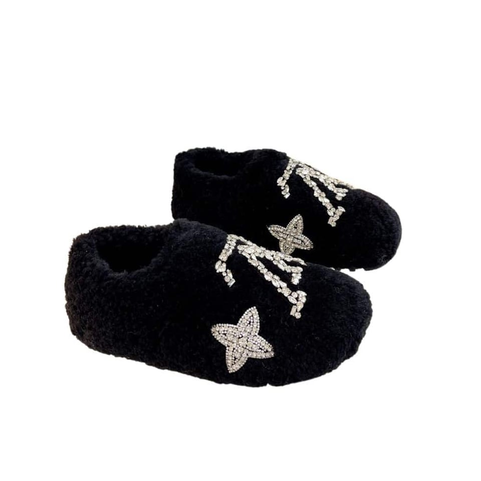 Louis Vuitton Shearling Uggs Slippers Black