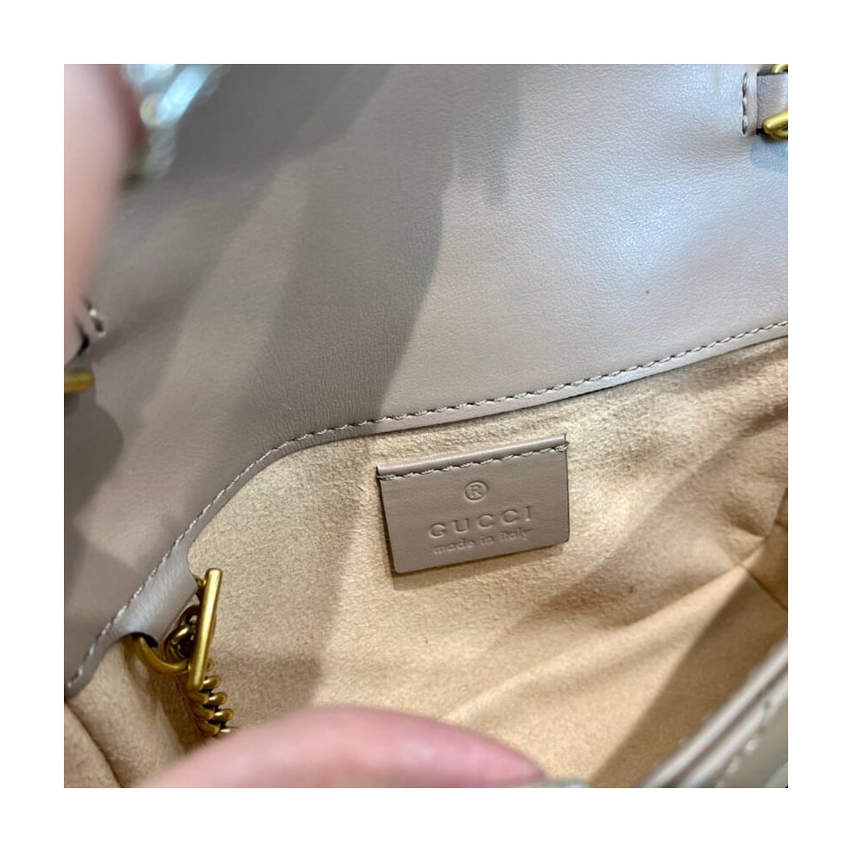 Gucci GG Marmont Matelasse Chevron Leather Super Mini Bag Nude Pink view 15