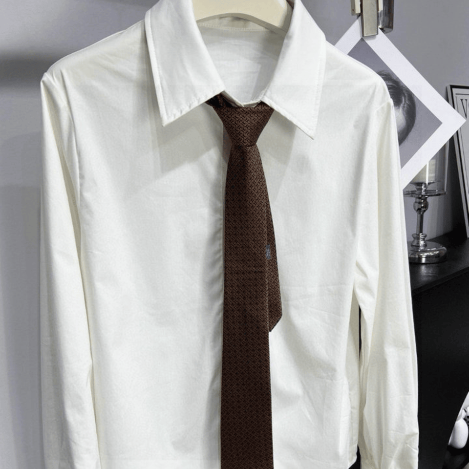 Hermes Brown Pattern Canvas Tie For Men view 7