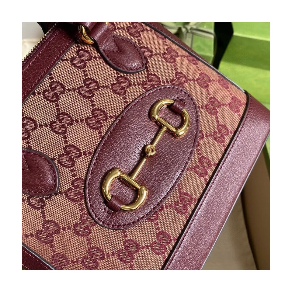 Gucci Horsebit 1955 GG Mini Bag in Burgundy GG Canvas view 9