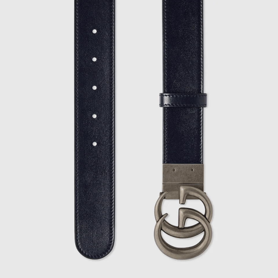Gucci GG Marmont Reversible Beige Blue 35mm Belt For Men view 3