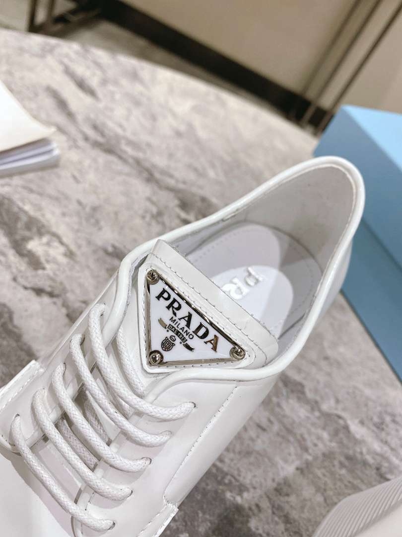 Prada Heeled Brushed Leather Lace-Ups White view 4