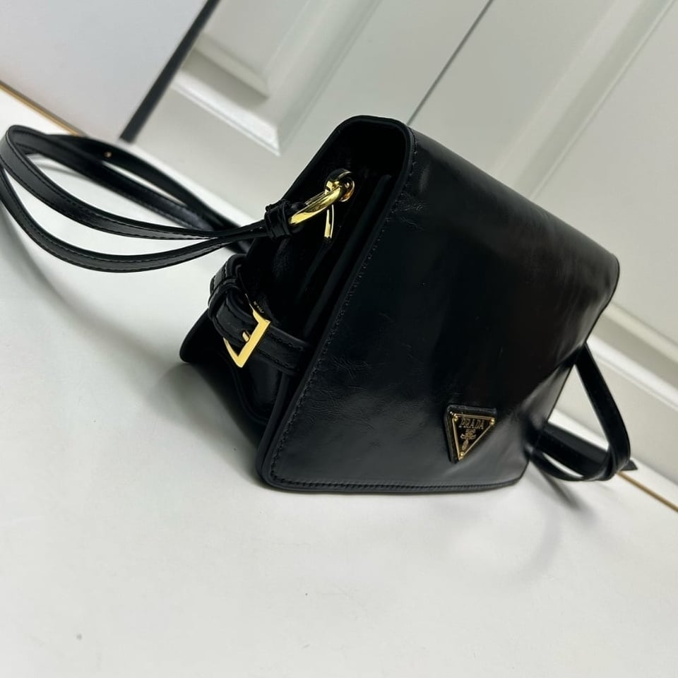 Prada Leather Shoulder Bag Black 23Cm view 4