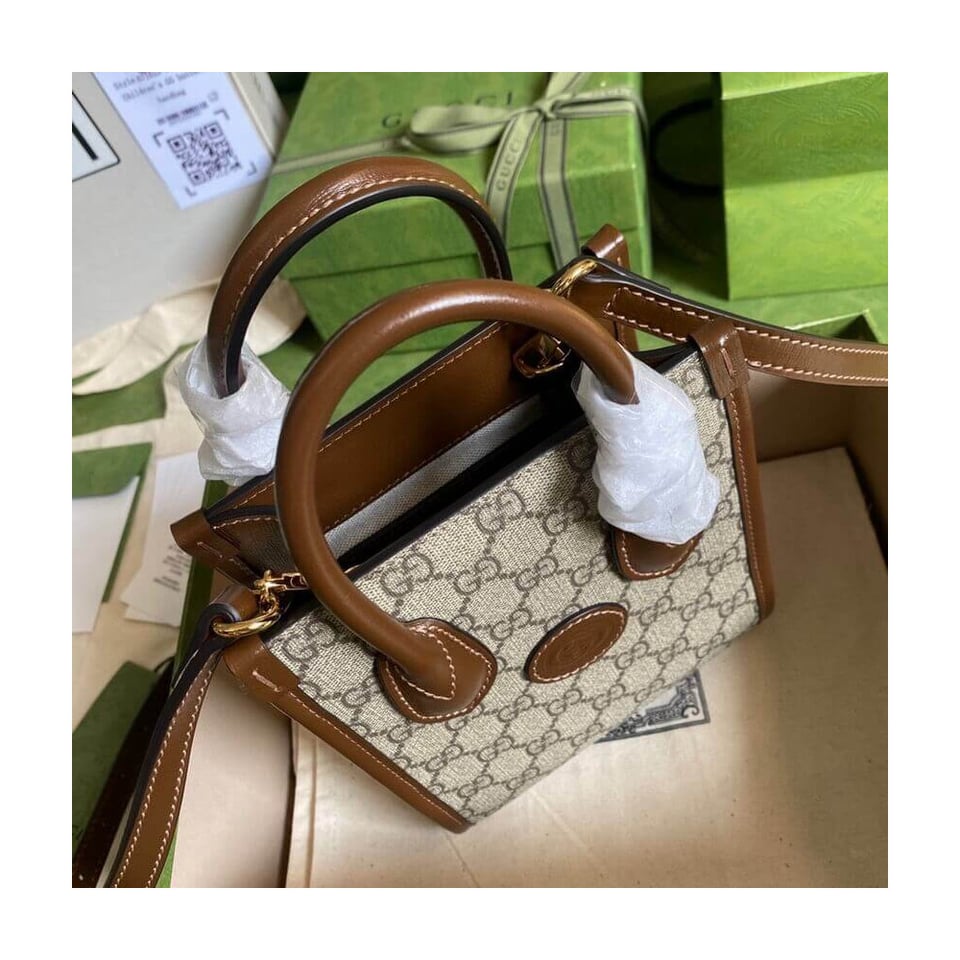 Gucci Mini Tote Bag with Interlocking G in GG Supreme view 14