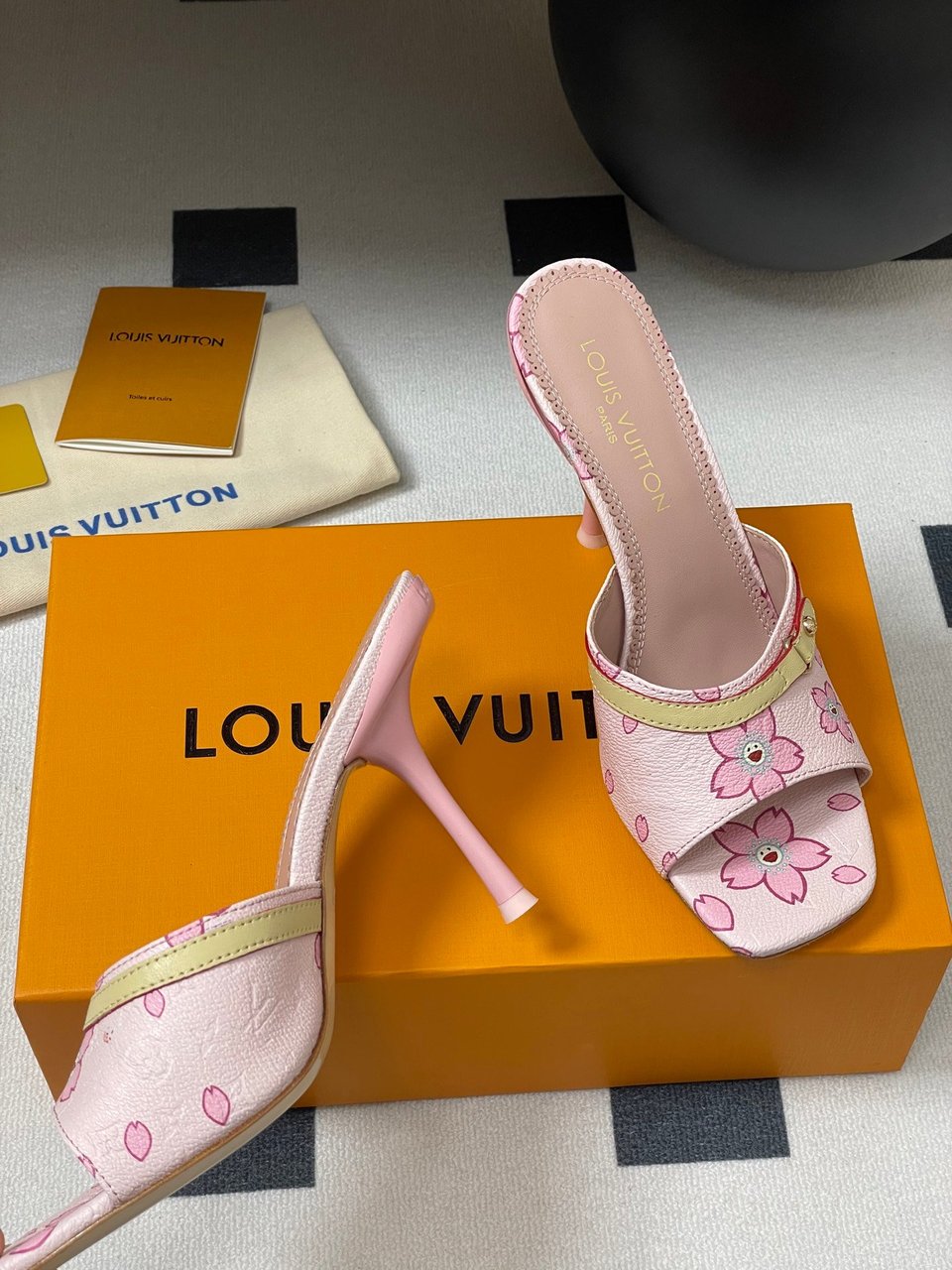 Louis Vuitton x Takashi Murakami Cherry Blossom Mule Pink Monogram Canvas view 9