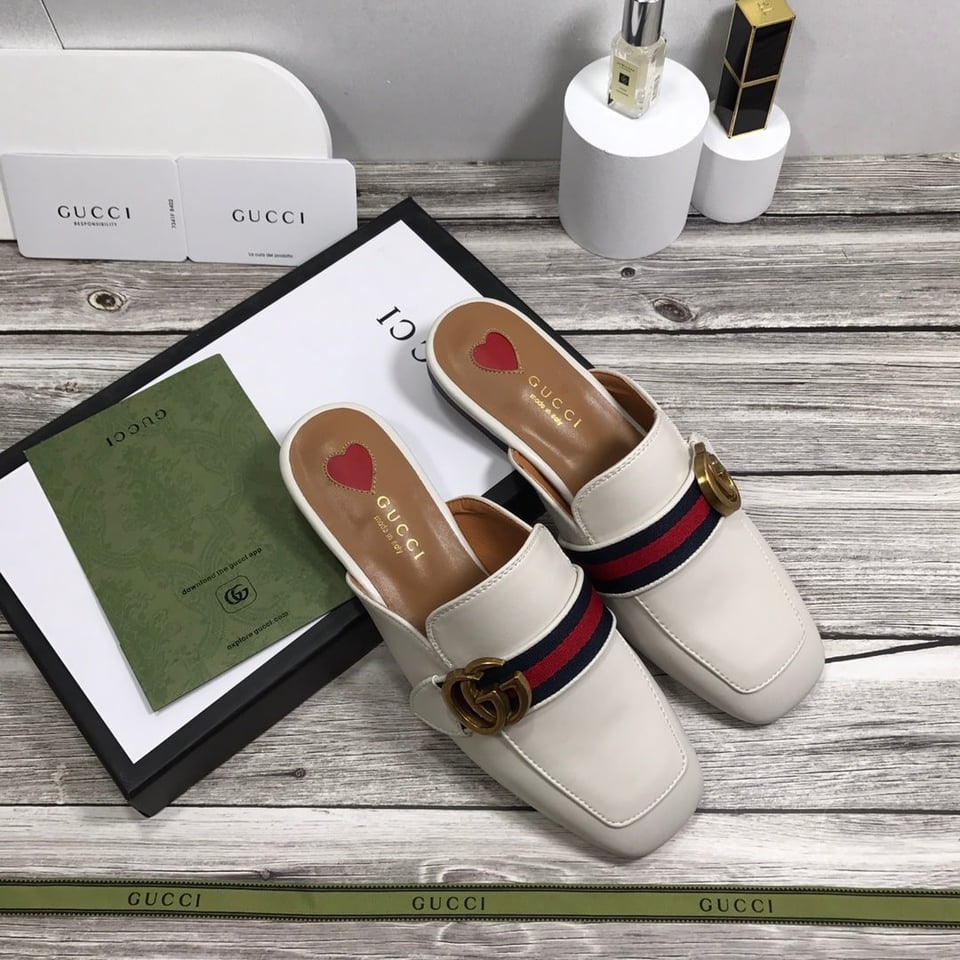 Gucci Women?S Princetown Leather Slipper White 629084 view 4