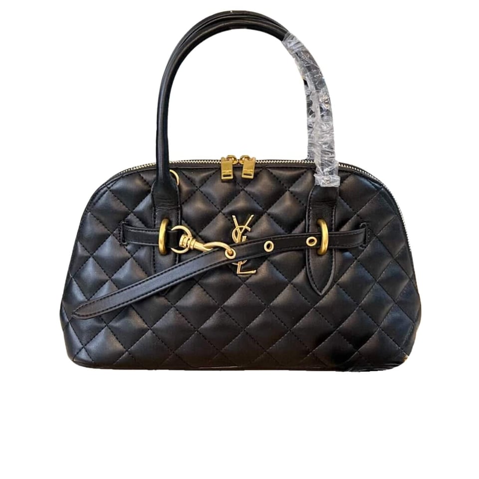 Saint Laurent Quilted Bowling Bag In Black 31Cm view 2