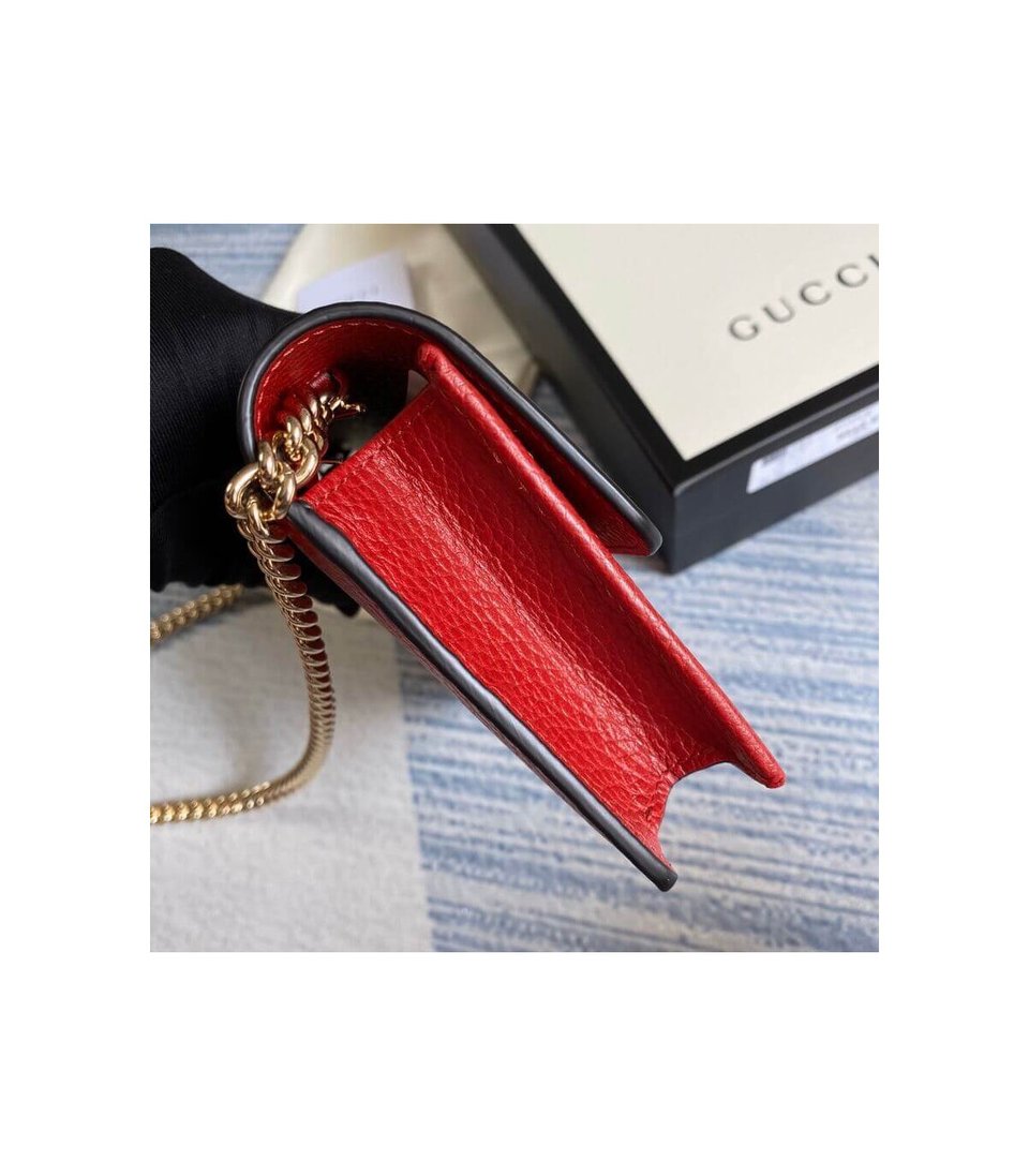 Gucci GG Interlocking Wallet On Chain Red view 7